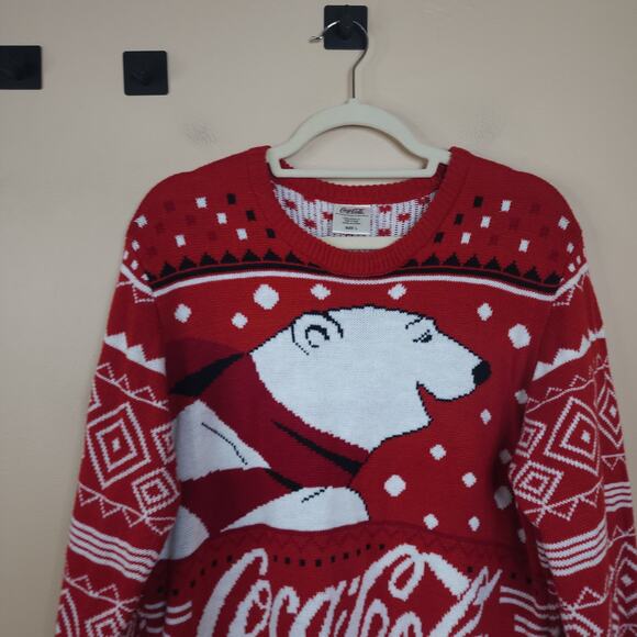 Coca-Cola Red Holiday Polar Bear Crewneck Sweater Size L - Picture 2 of 7